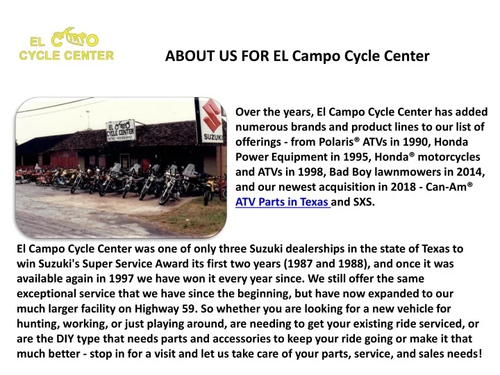 El Campo Cycle Center in Edna